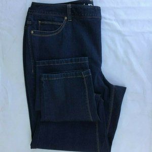 INC Women's Mom Jeans Dark Blue Wash Regular Fit Skinny Flat Front Zip Fly 38